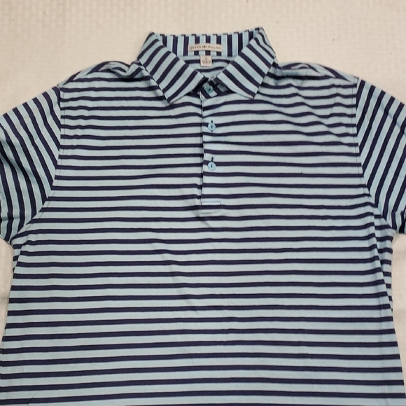 Peter Millar Blue Striped Polo Shirt Size M - Picture 3 of 11